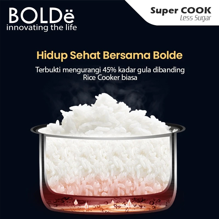 Bolde Rice Cooker Super COOK Less Sugar - Hitam 